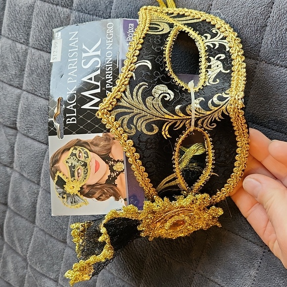 Black Parisian Mask ☆ Mardi Gras ☆  Party Mask ☆ Dress up ☆ Masque Brand New - Picture 8 of 8